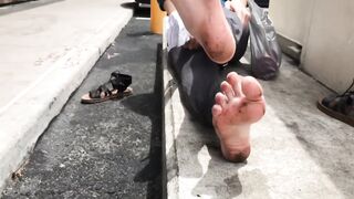 Stinky feet in public