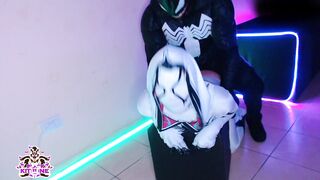 Black Kitsune - Venom VS Gwenom Fuck, Blowjob & Cumshots